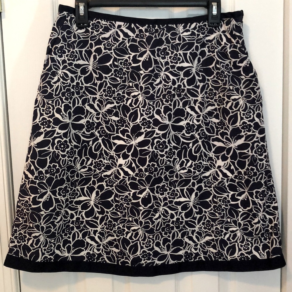 Classic Vintage L L Bean Skirt, Navy & White, Sz-8, Fully Lined, 100% Cotton